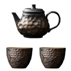 Hand made Vintage Hammer Pattern Japanese Ceramic TeaSet_13