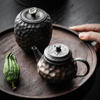 Hand made Vintage Hammer Pattern Japanese Ceramic TeaSet_5