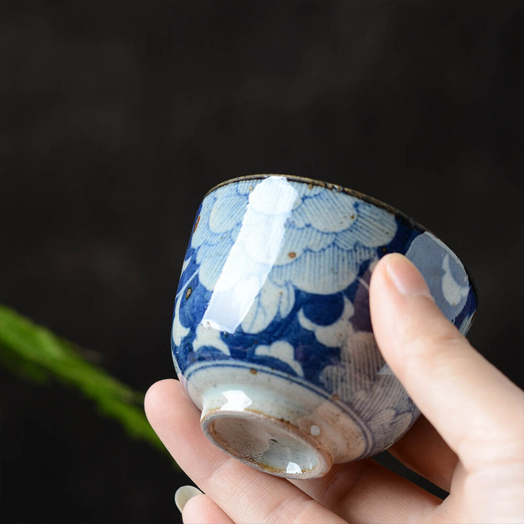 Japanese Vintage Blue and White Ceramic Teacup-9