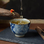 Japanese Vintage Blue and White Ceramic Teacup_1
