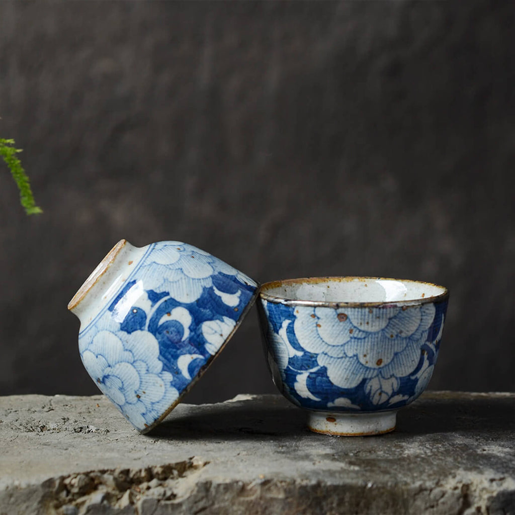 Japanese Vintage Blue and White Ceramic Teacup_55