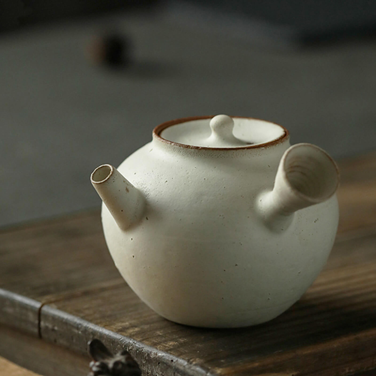 Japanese style simple wabi-sabi sidehandle Teapot_1