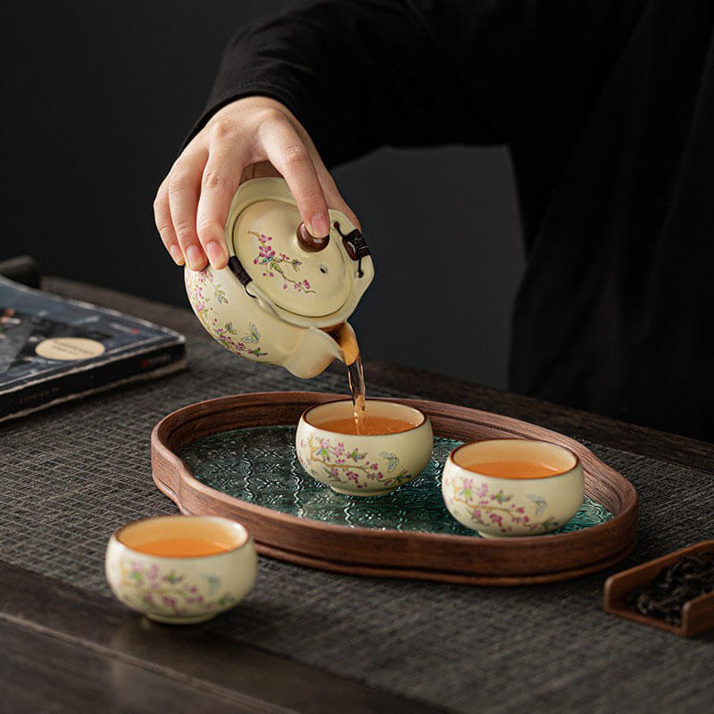 Hand Painted Japanese Tea Set – High-End Floral Teapot Set
