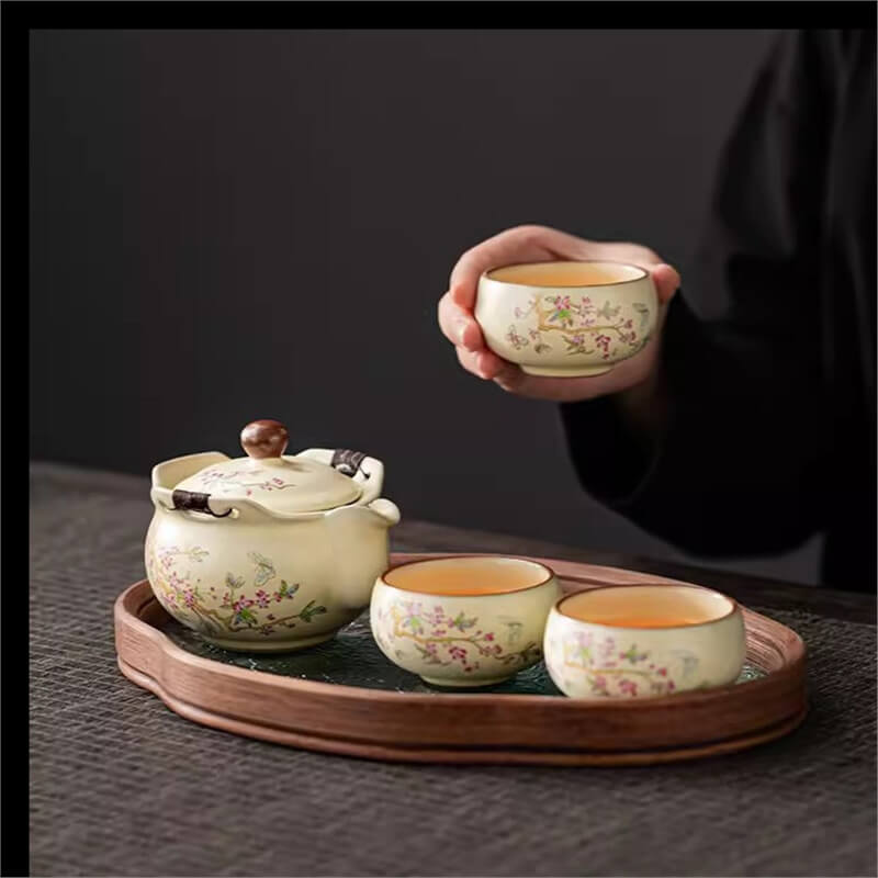 Hand Painted Japanese Tea Set – High-End Floral Teapot Set