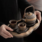 Japanese Tea Cup Set – Handcrafted Gold Minimalist Teapot Set