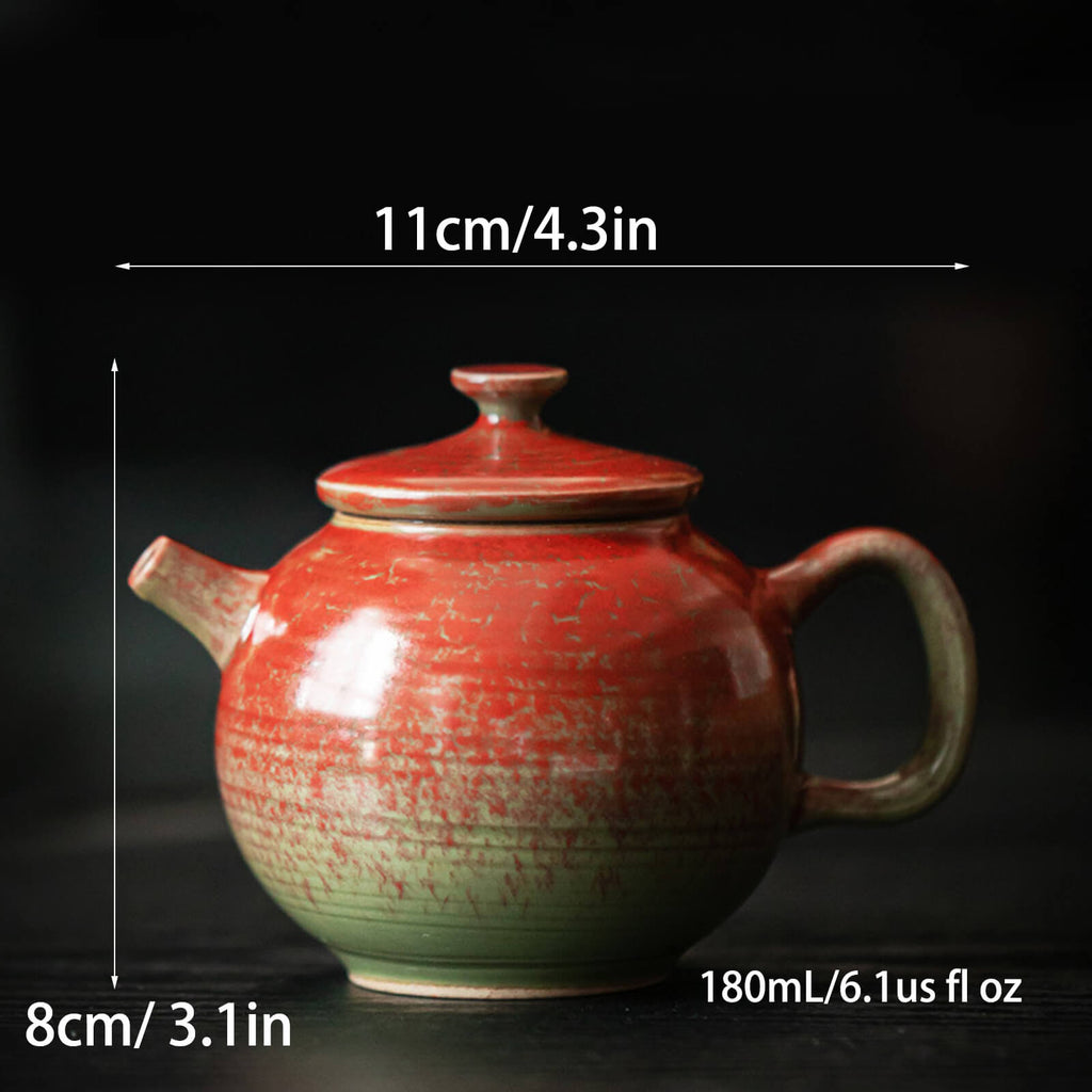 6OZ Small Red Ceramic Teapot – Japanese Tea Ceremony Set