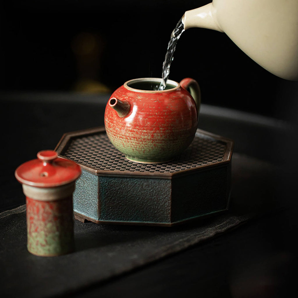 6OZ Small Red Ceramic Teapot – Japanese Tea Ceremony Set