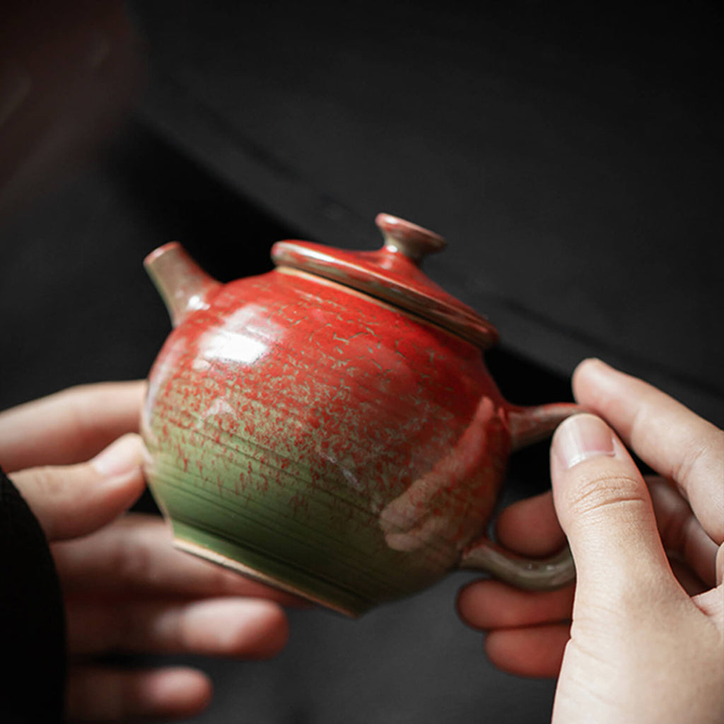 6OZ Small Red Ceramic Teapot – Japanese Tea Ceremony Set