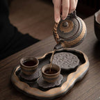 Japanese Tea Cup Set – Handcrafted Gold Minimalist Teapot Set