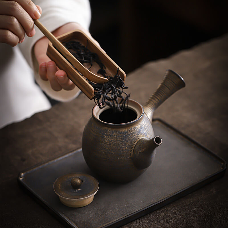Tea Set Japanese – Handmade Rustic Gold Ceramic Teapot