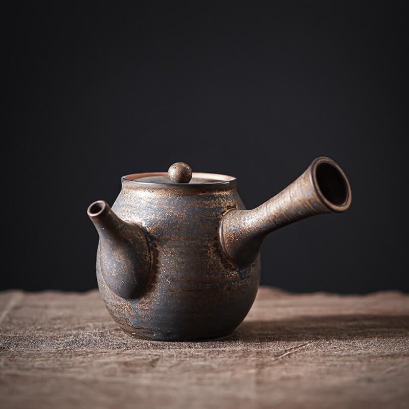 Tea Set Japanese – Handmade Rustic Gold Ceramic Teapot