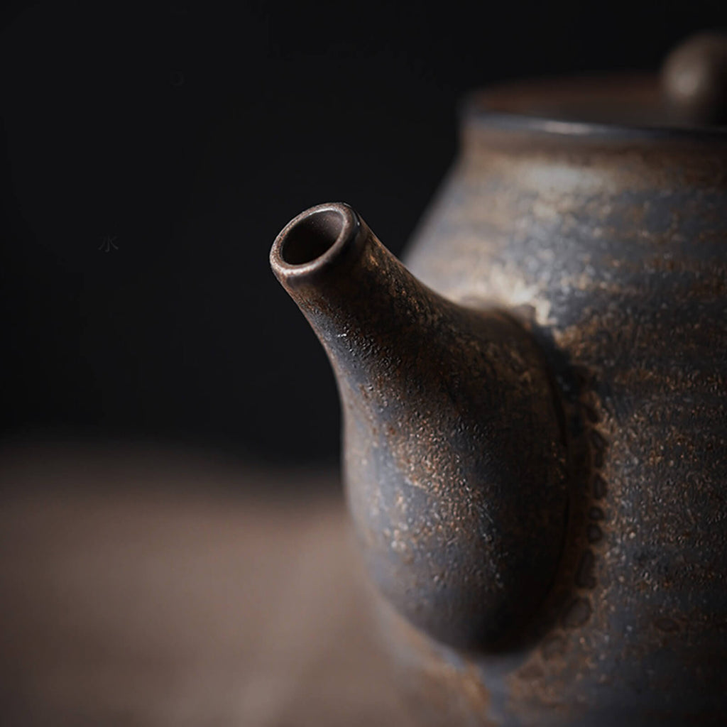Tea Set Japanese – Handmade Rustic Gold Ceramic Teapot