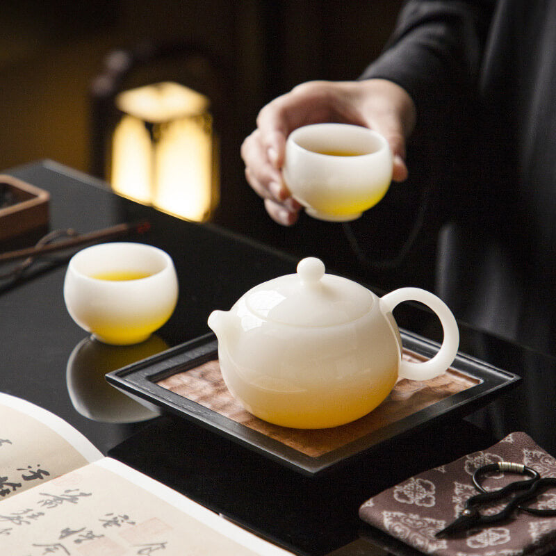 Japanese Tea Set Traditional – White Ceramic Teapot Set